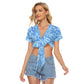 Blue Flower Peddles Women's Bandage Crop Top