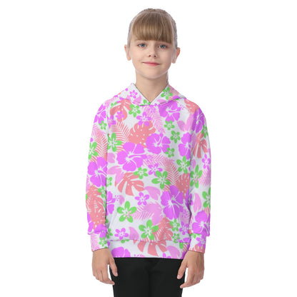 Tropical Hawaiian Flowers Kid's Raglan Pullover Hoodie