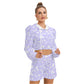 Tropical Flowers Women's Micro Fleece Hoodie And Shorts Set