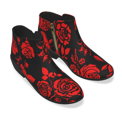 Red & Black Roses Men's Fashion Boots