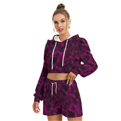 Pink & Black Smoke Women's Mirco Fleece Hoodie and Shorts Set