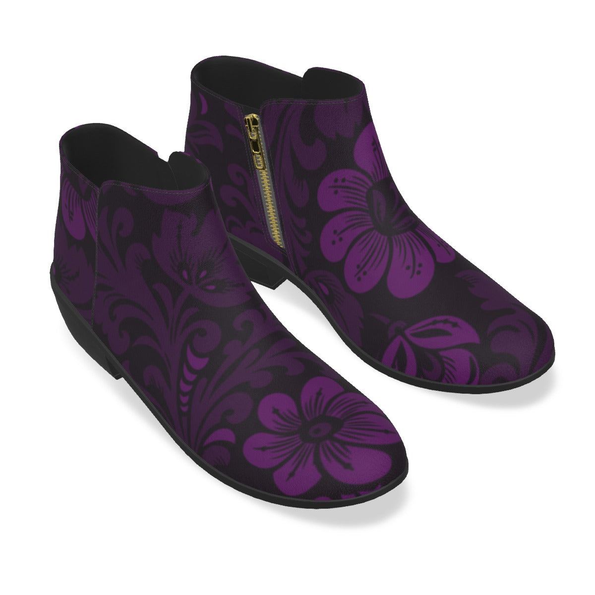 Purple Flowers Men's Fashion Boots