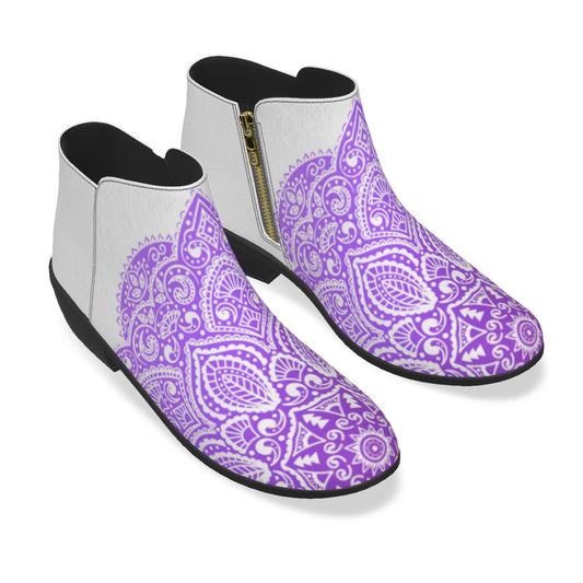 Beautiful Purple Flower Men's Fashion Boots