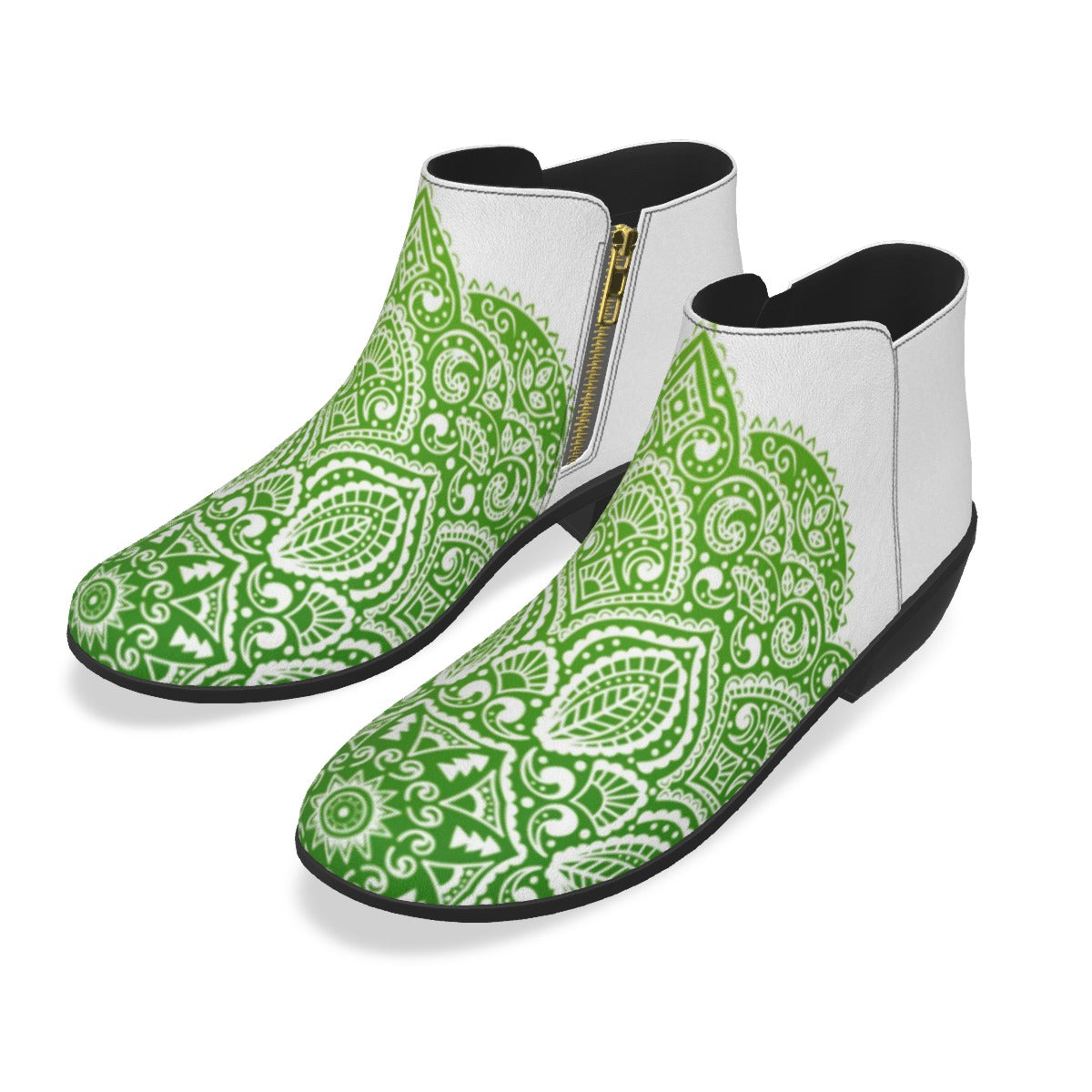 Beautiful Green Flower Men's Fashion Boots