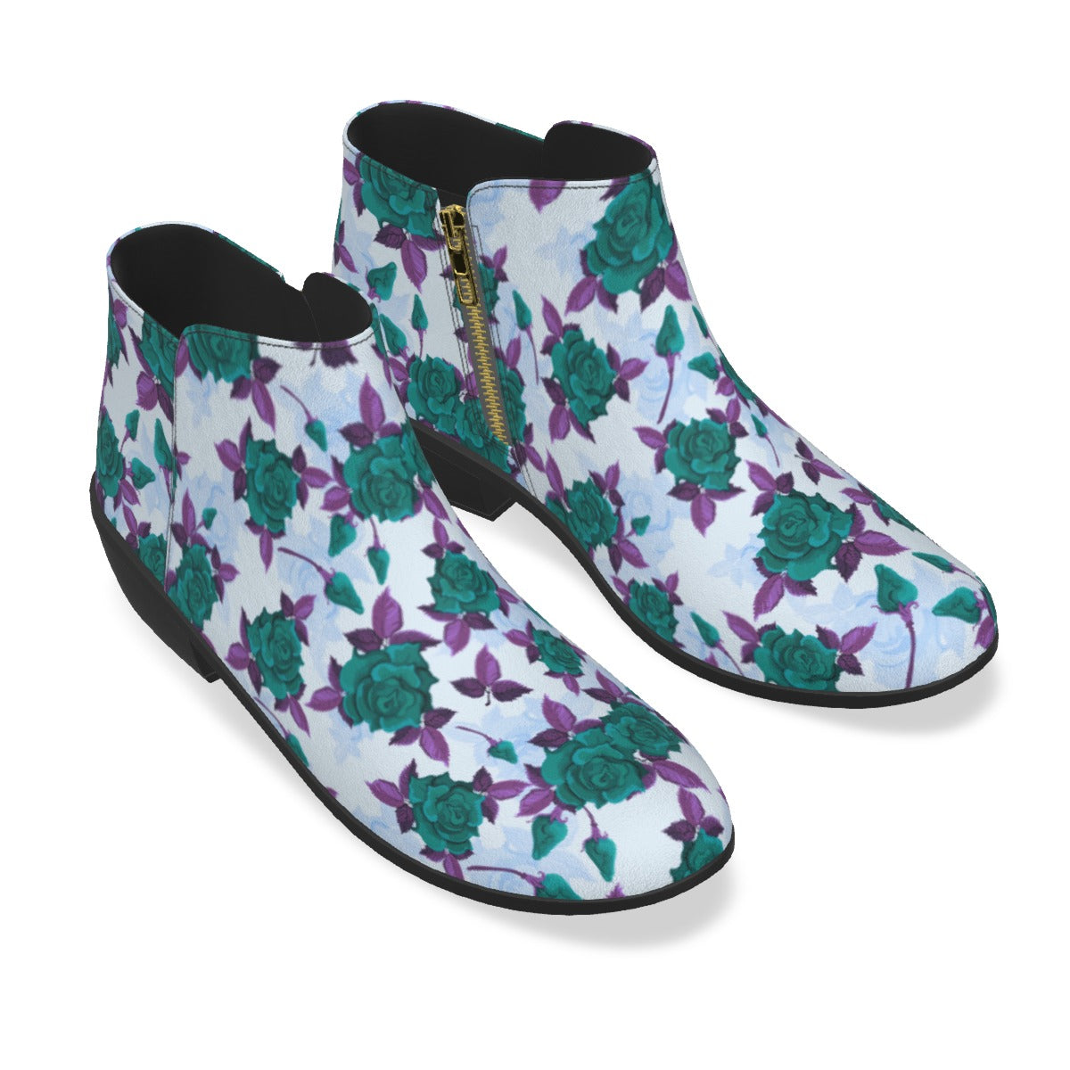 Teal Roses Men's Fashion Boots