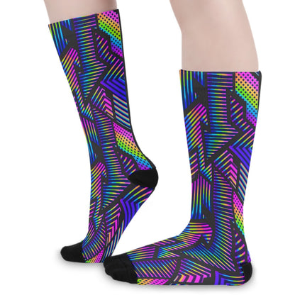 Rainbow Geometric Long Socks