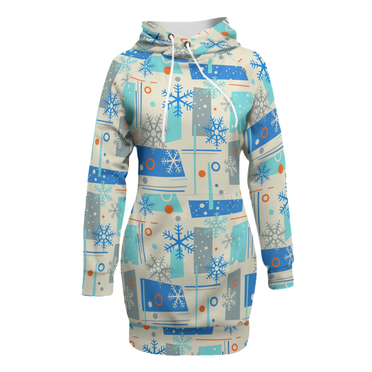 Abstract Snowflakes Women's Pullover Hoodie With Raglan Sleeve