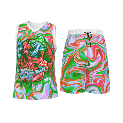 Psychedelic Men's V Neck Basketball Suit