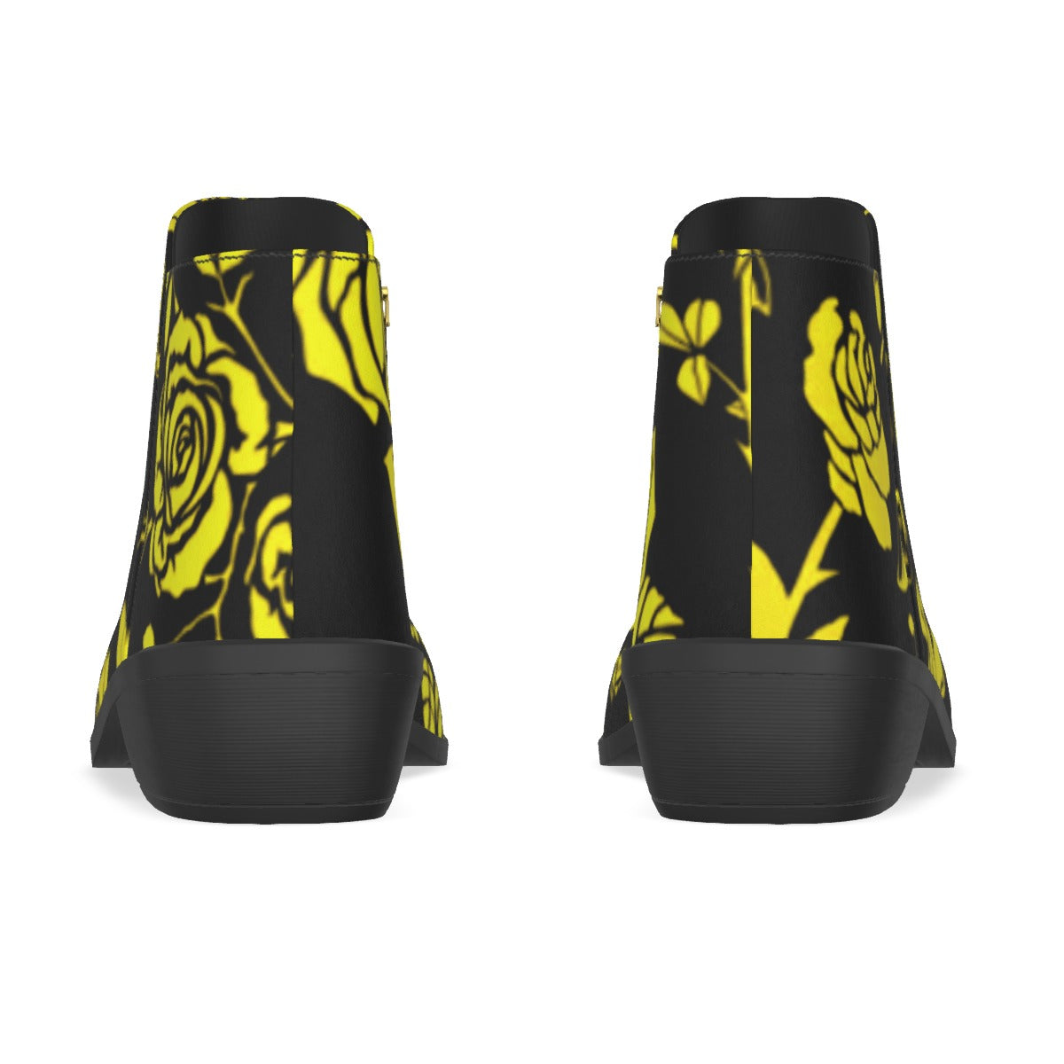 Yellow & Black Roses Men's Fashion Boots