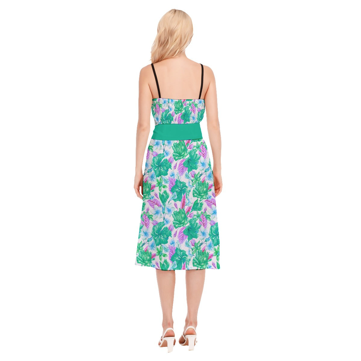 Her Tropical Women's V-neck Cami Dress With Waist Band