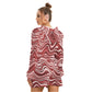 Red Wavy Baby Women's Micro Fleece Hoodie And Shorts Set