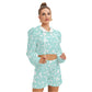 Tropical Flowers Women's Micro Fleece Hoodie And Shorts Set