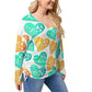 Colorful Paper Hearts Women’s V-neck T-shirt With Side Drawstring(Plus Size)