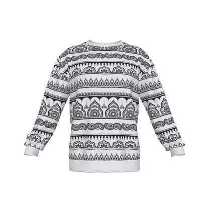 Mehndi Indian Henna Style Men's Drop Shoulder Round Neck Long-Sleeved Sweatshirt