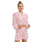 Tropical Flowers Women's Micro Fleece Hoodie And Shorts Set