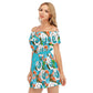 Colorful Roses Women's Off-shoulder Dress With Ruffle