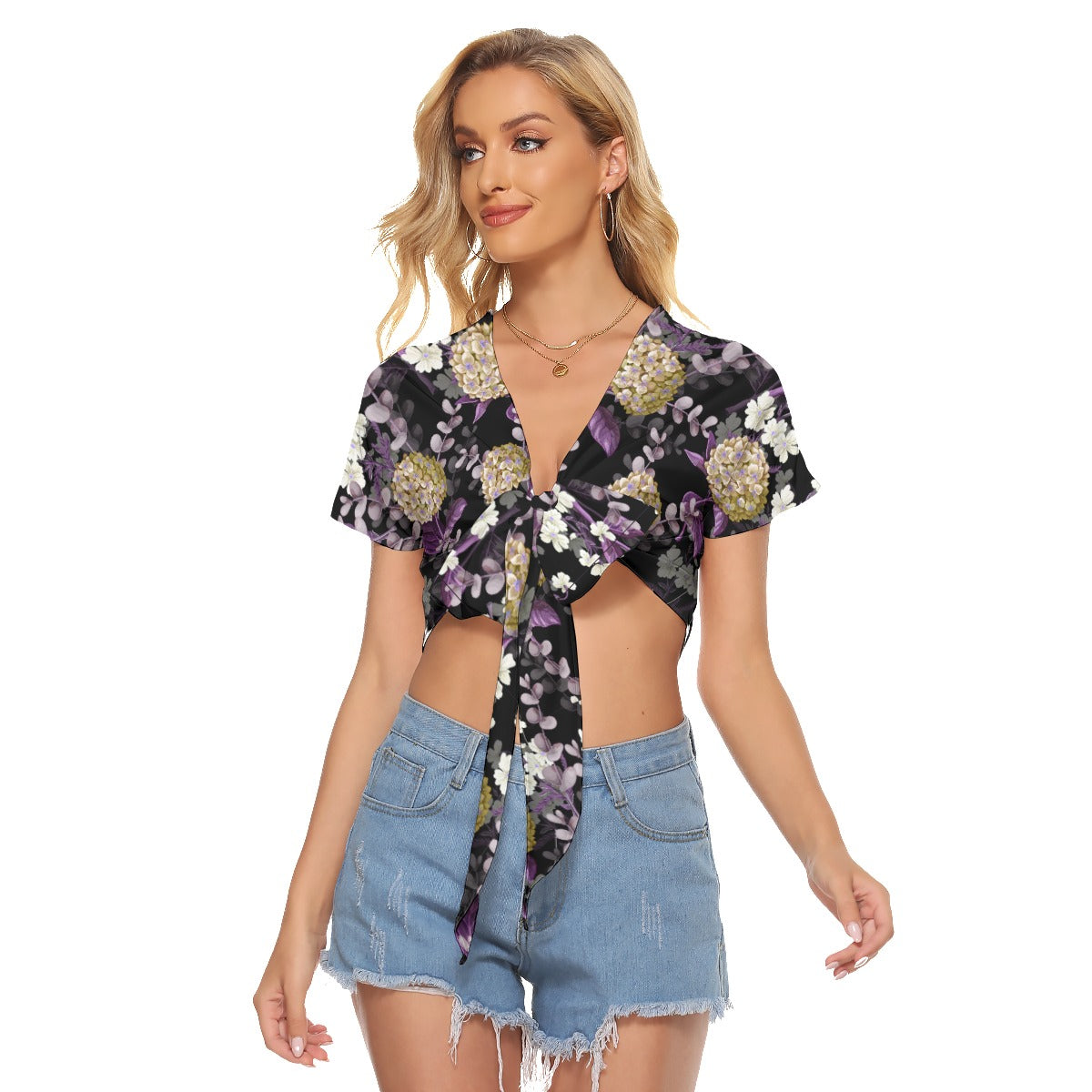 Yellow Hydrangea Flowers Women's Bandage Crop Top