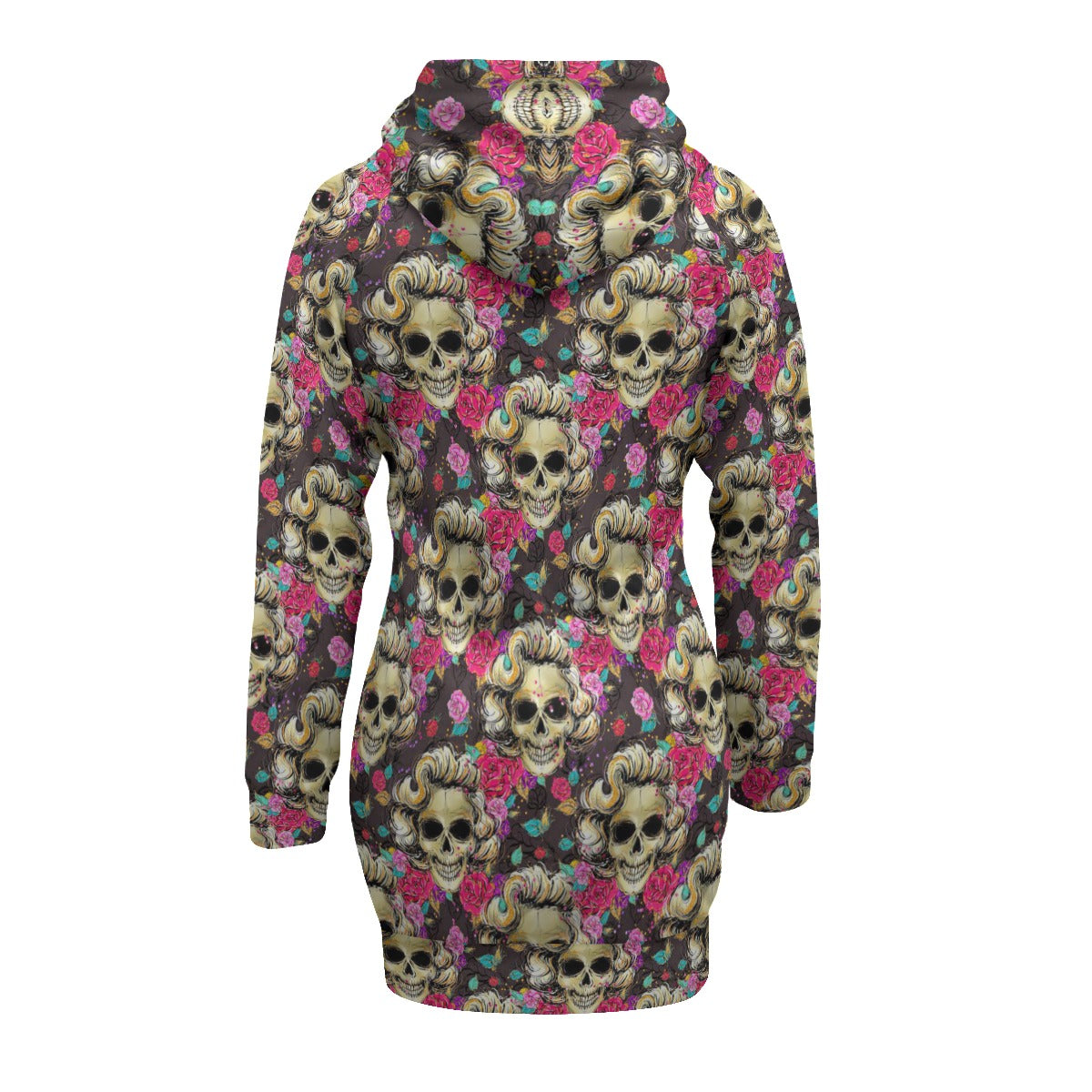 Ladies Skulls and Roses Women's Pullover Hoodie With Raglan Sleeve