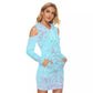 Sky Blue Cute Flower Hooded Tight Dress