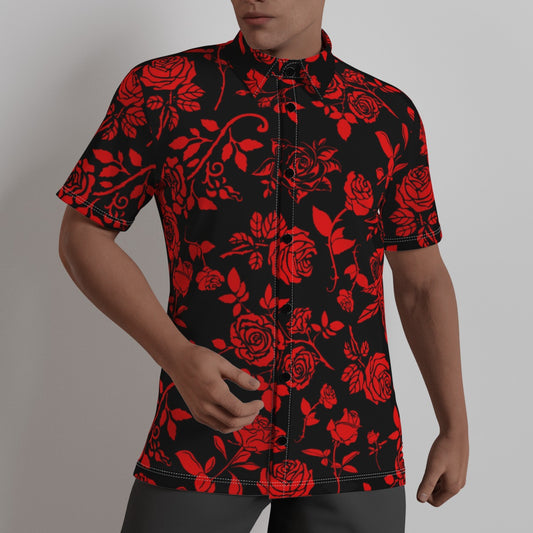 Red & Black Roses Men's Button Up