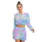 Opal Gemstone Style Women's Micro Fleece Hoodie And Shorts Set