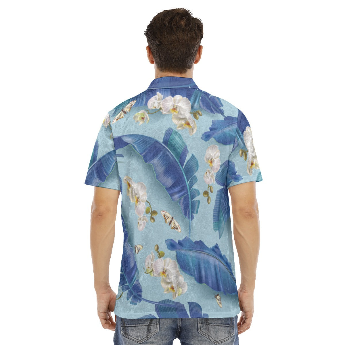 Banana Leaves & Orchids Men's Polo Shirt | Velvet