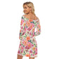 Garden Flowers Women's Off-shoulder Long Sleeve Dress
