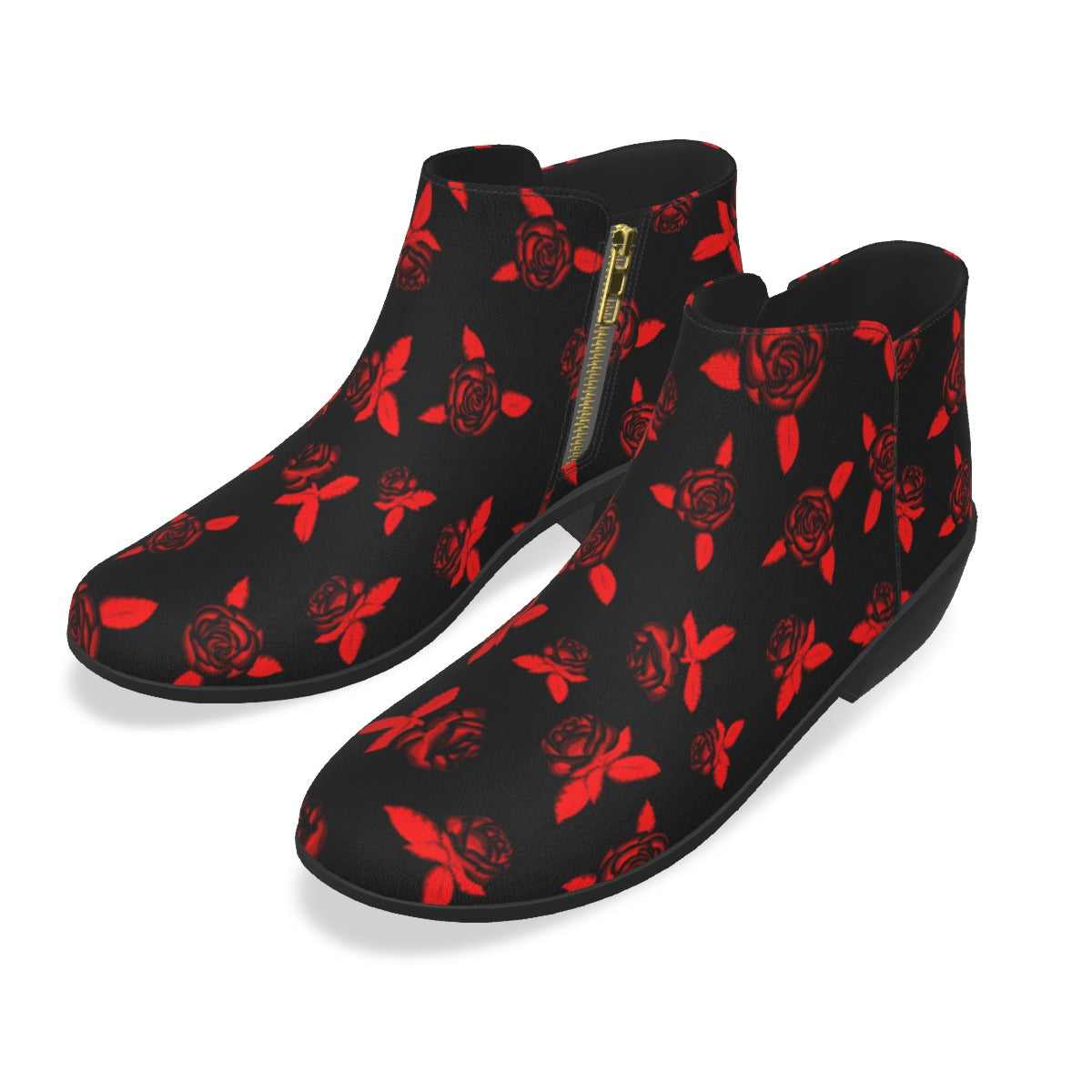 Black & Red Roses Men's Fashion Boots