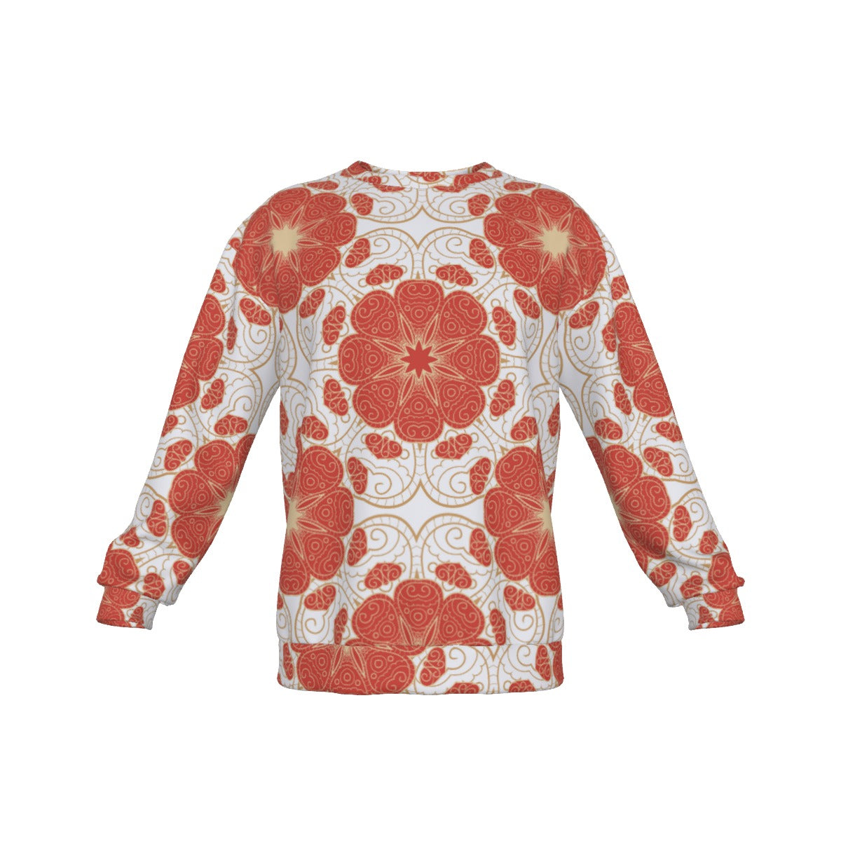 Mandala Effect Men's Drop Shoulder Round Neck Long-Sleeved Sweatshirt