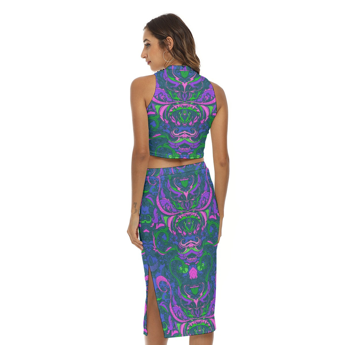 My Colorful Royal Women's Tank Top & Split High Skirt Set