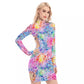 Colorful Flowers Waist Hollow Hip Dress