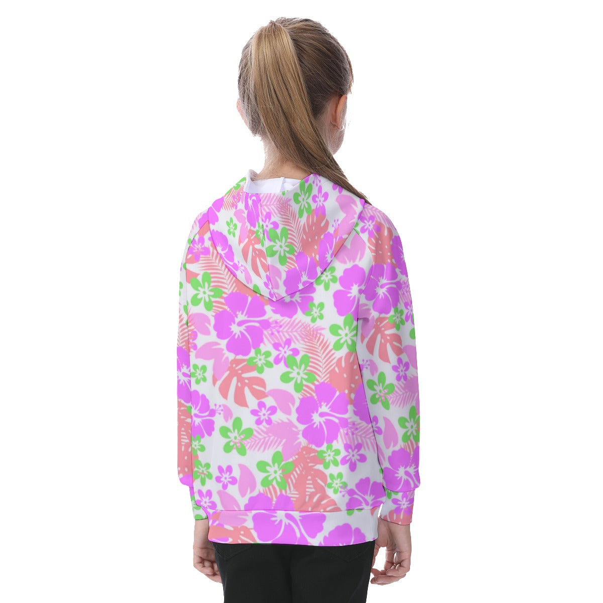 Tropical Hawaiian Flowers Kid's Raglan Pullover Hoodie