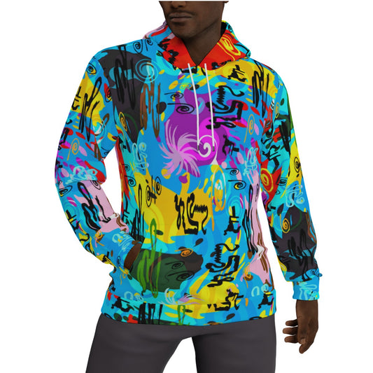 Colorful Abstract Ethnic Graffiti Style Men's Thicken Pullover Hoodie