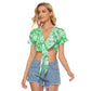 Green & Pink Swirls Women's Bandage Crop Top
