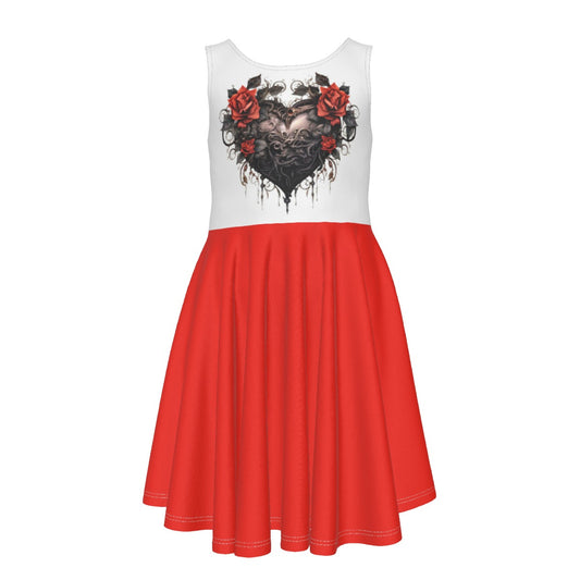 Kids Gothic Heart Sleeveless Vest Dress