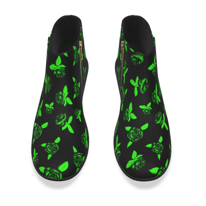 Black & Green Roses Men's Fashion Boots