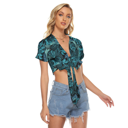 Tropical Leaves Women's Bandage Crop Top