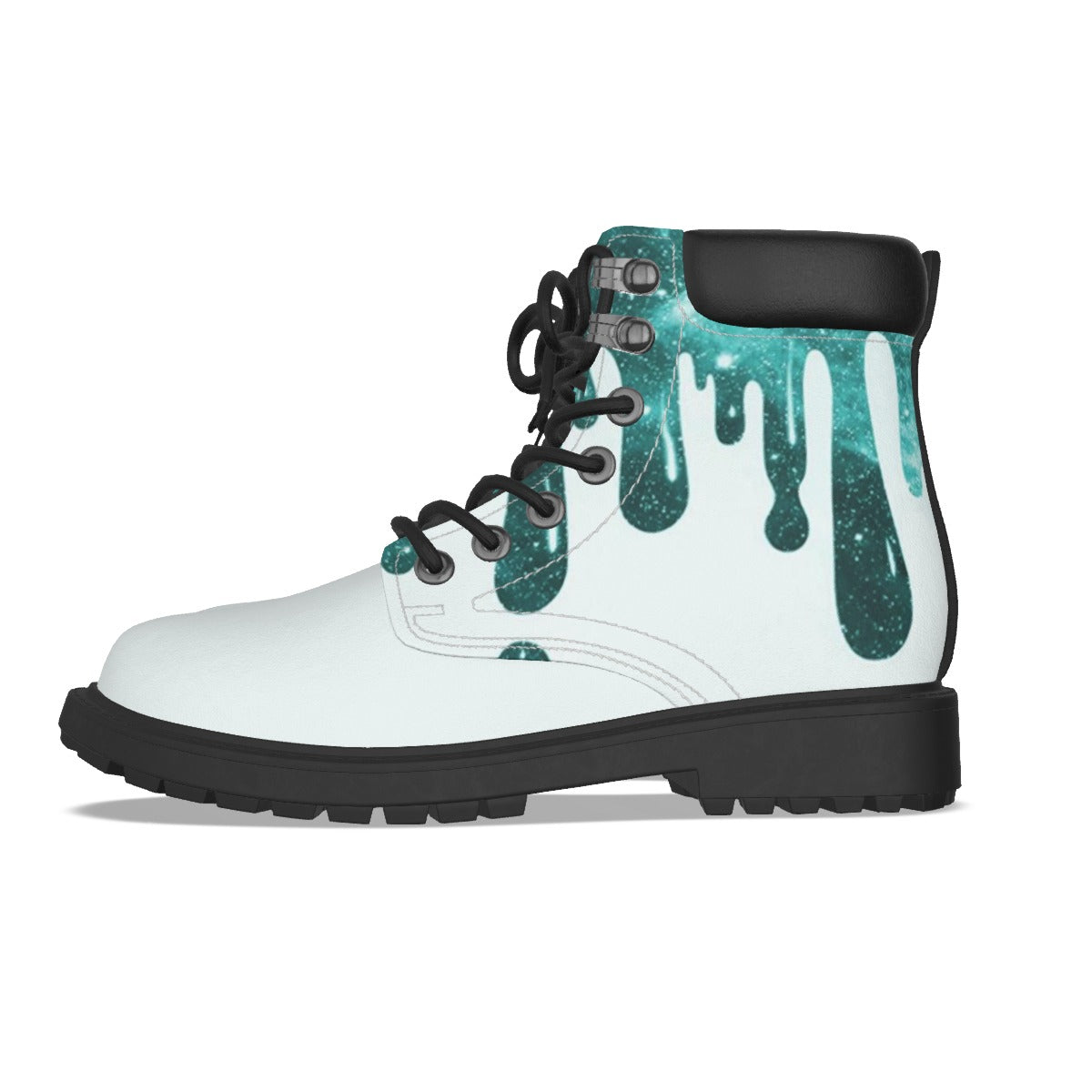 Drippy Teal & White Men's Short Boots