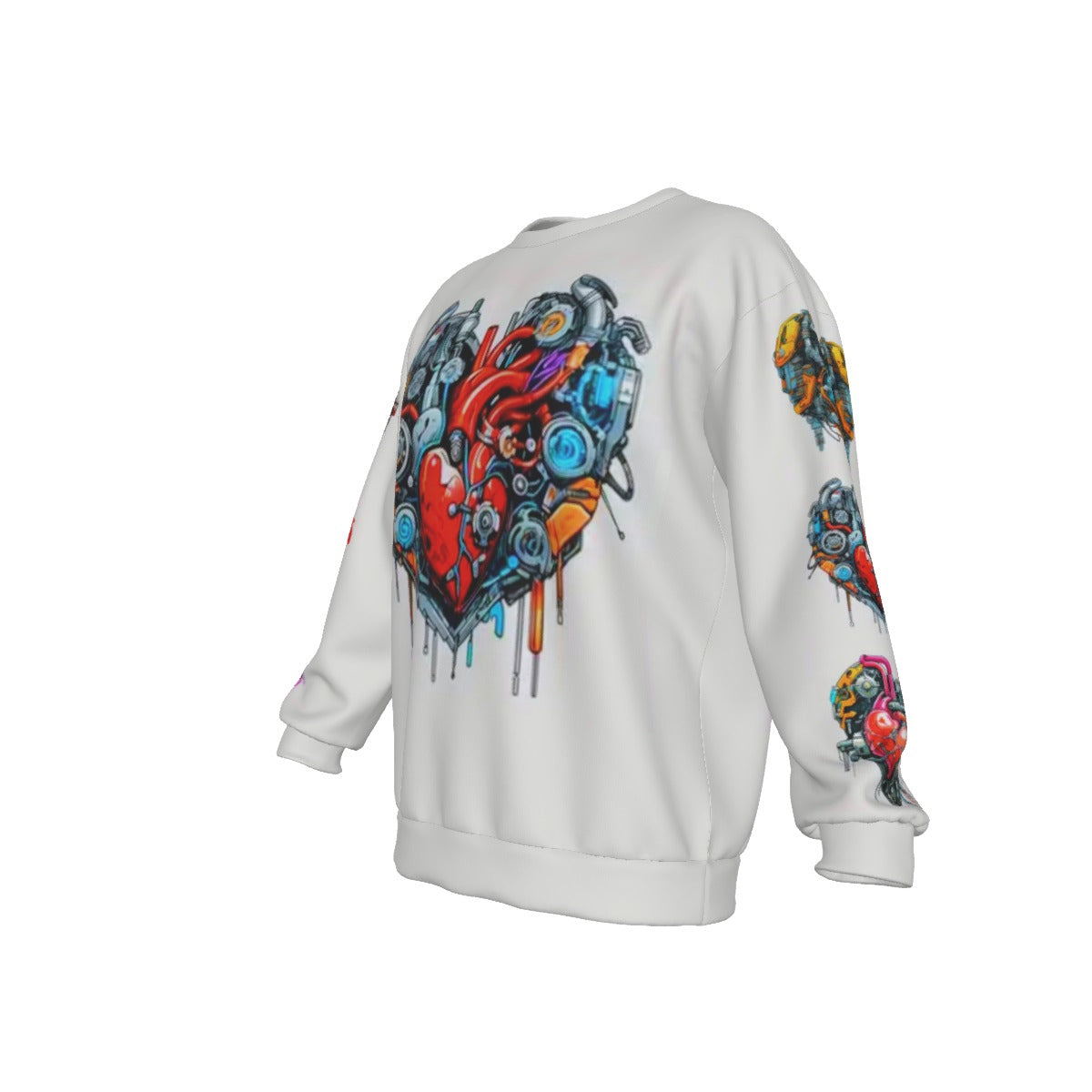 Bionic Hearts Men's Drop Shoulder Round Neck Long-Sleeved Sweatshirt