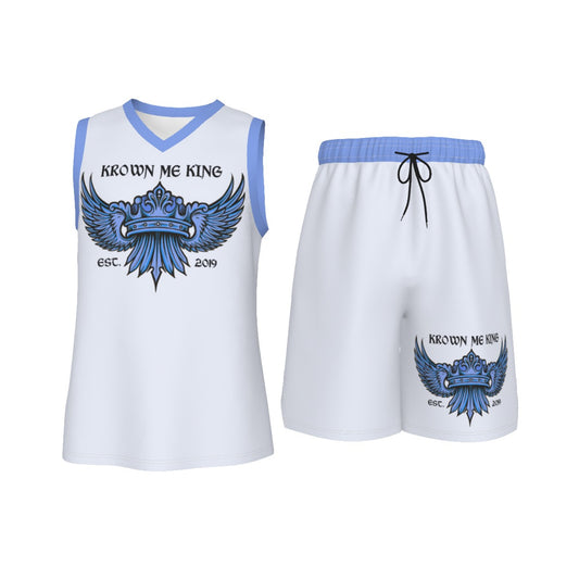 Krown Me King Blue Men's V Neck Basketball Suit