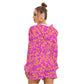 Tropical Hibiscus Flowers Women's Micro Fleece Hoodie And Shorts Set