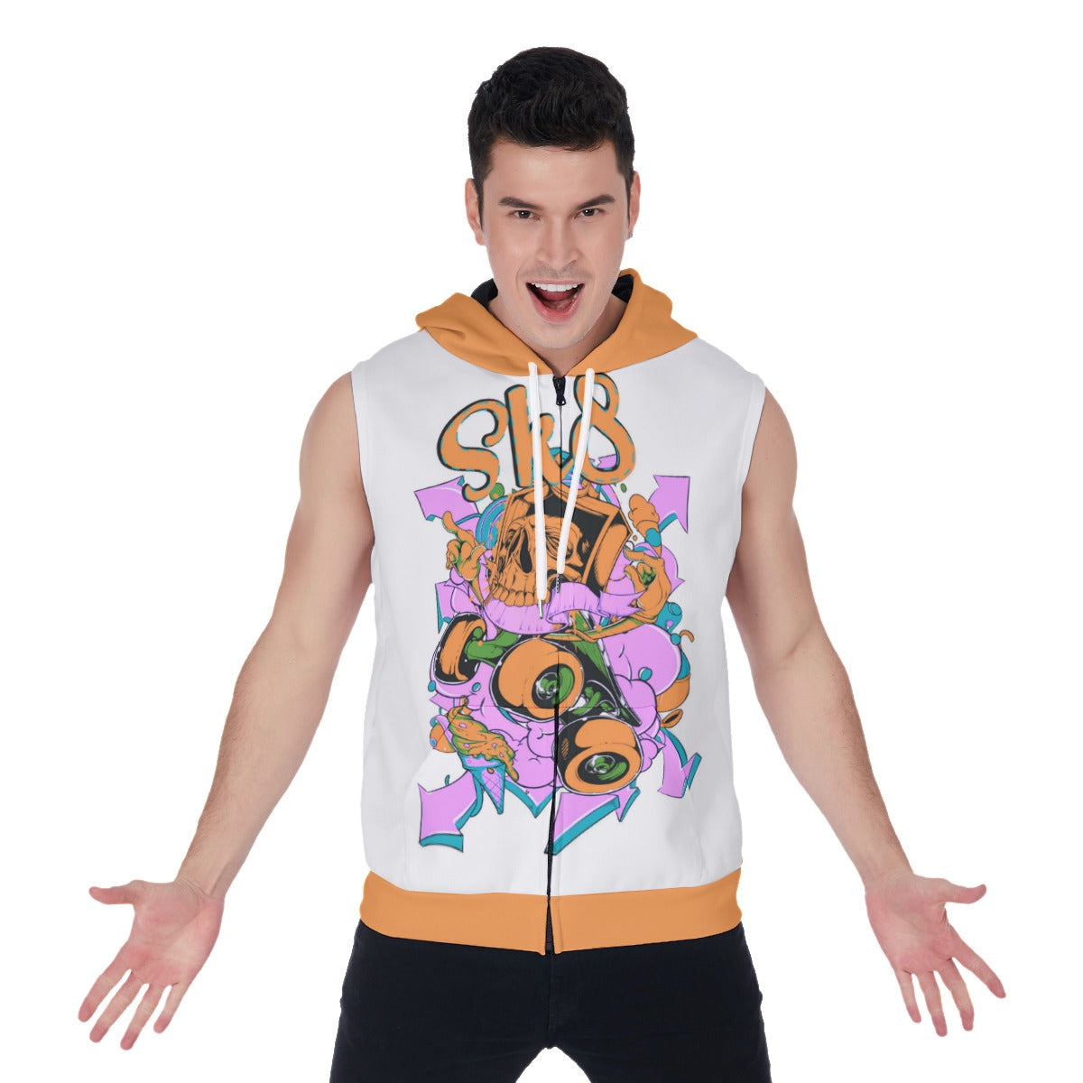 Sk8 Or Die Men's Zip-up Sleeveless Hoodie