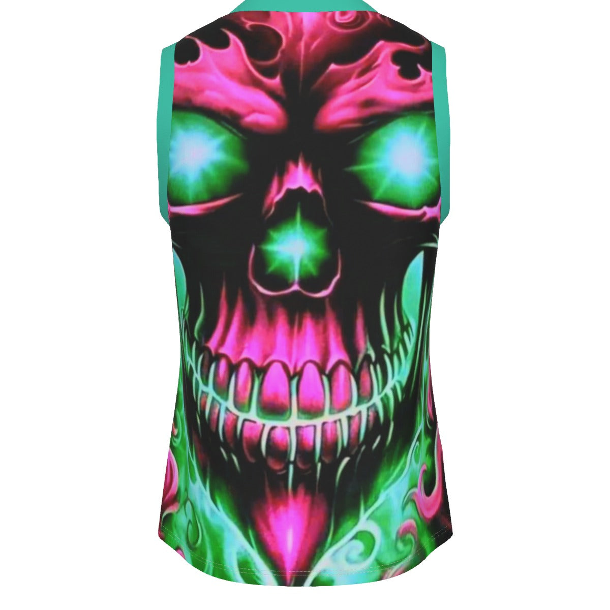 Men's Flaming Skull V Neck Basketball Top