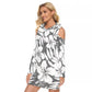 Black & Gray Tropical Flowers Hooded Tight Dress