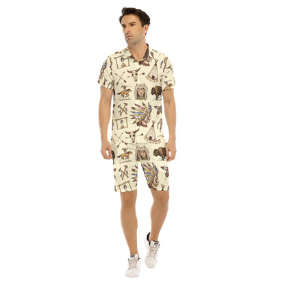 Men's Indian Tribal Short Sleeve Shirt Sets