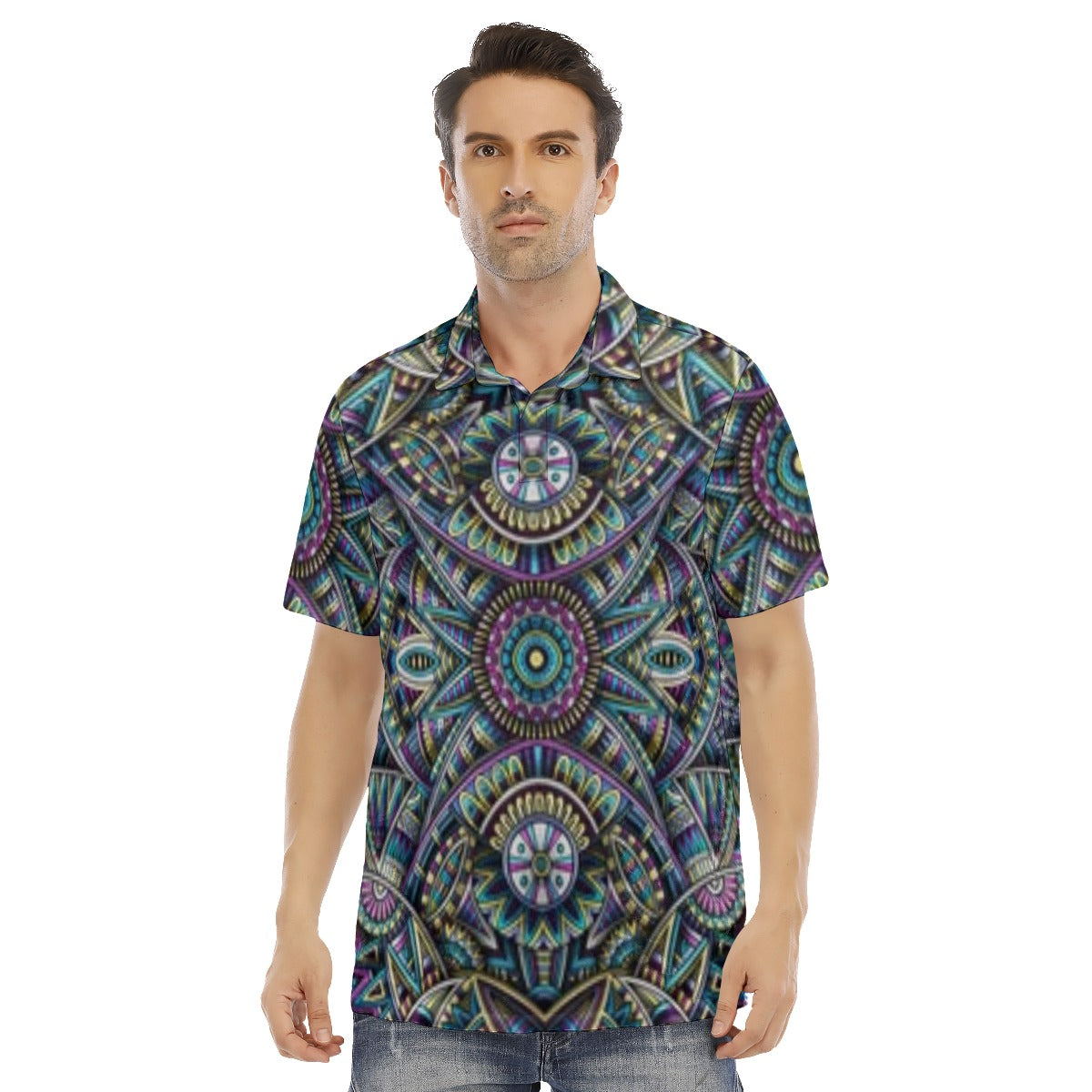 Abstract Ethnic Men's Polo Shirt | Velvet