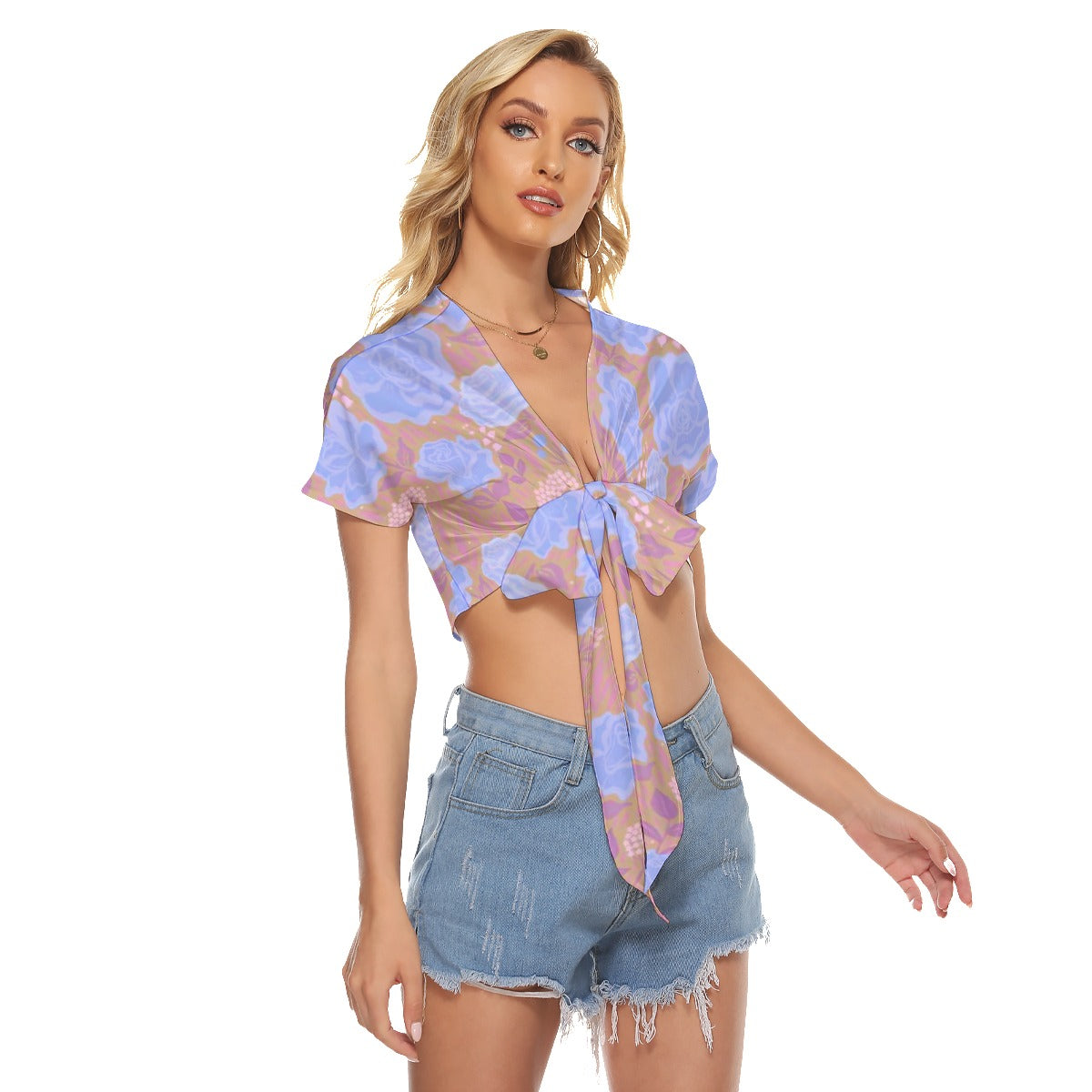 Blue Roses Women's Bandage Crop Top