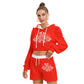 Red & White Pentagram With Leaves Women's Micro Fleece Hoodie And Shorts Set