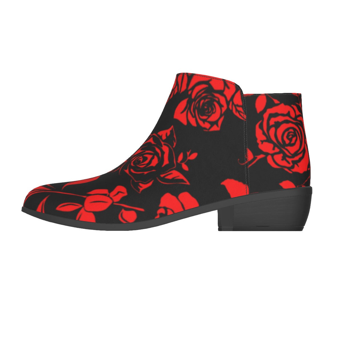 Red & Black Roses Men's Fashion Boots