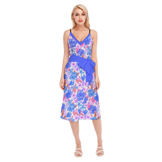 Her Tropical Women's V-neck Cami Dress With Waist Band